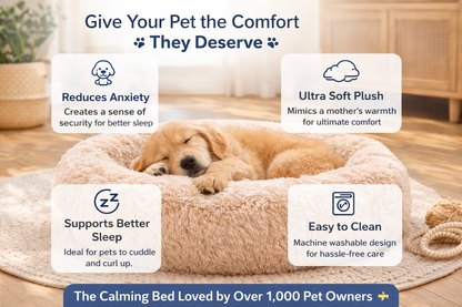 Calming Plush Pet Bed – Ultra Soft Anti-Anxiety Dog & Cat Sofa